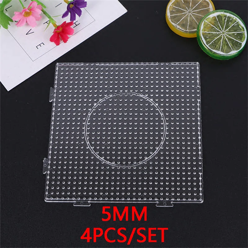 4PCS 2.6mm/5mm Fuse Beads Transparent Extra large Square Pegboards Ironing Beads Boards DIY Material Template Melting Beads Pegb 6