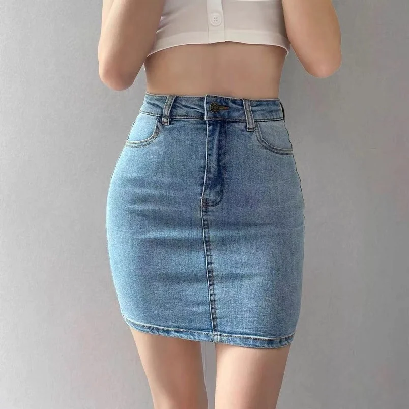 

Sexy Women Denim Skirts Solid Color Skinny Short Skirt Summer Fashion New Washed Denim Slim Sexy Package Mini Skirt Howdfeo