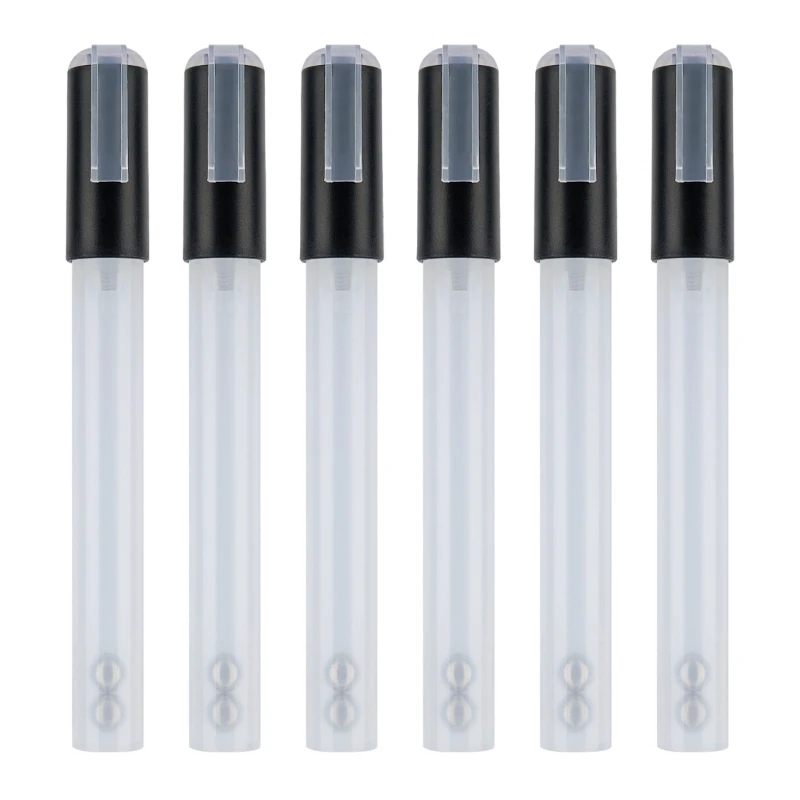 6Pcs Empty Refillable Markers for Watercolor Oil Painting DIY Coloring, Empty Paint Pen Empty Pen Tube