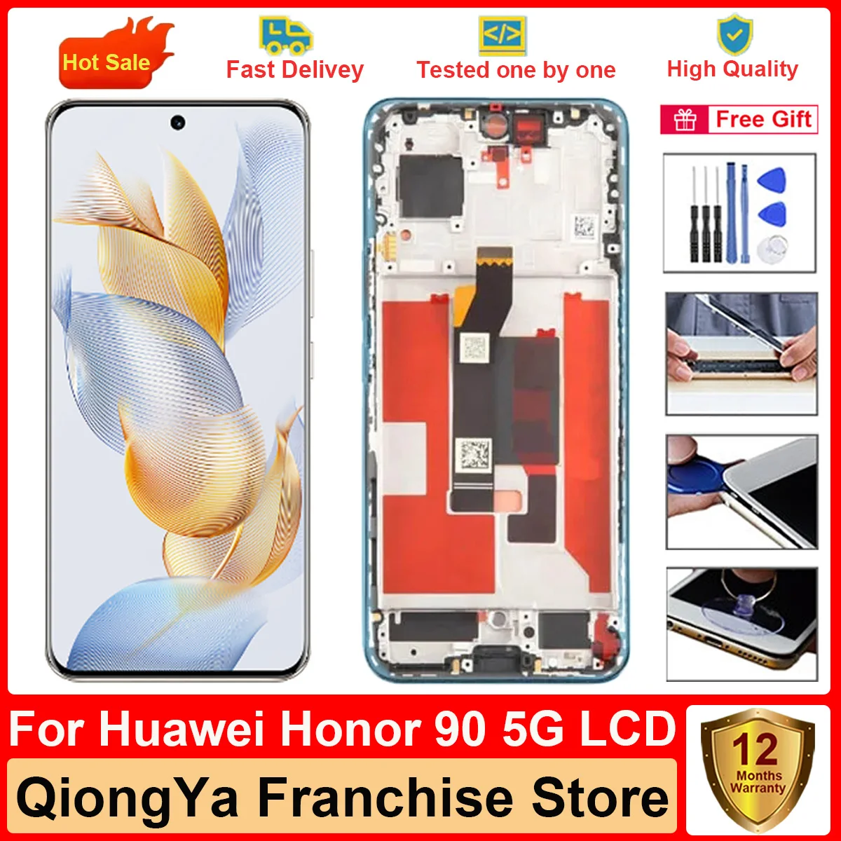 

Tested 6.7" Original New honor 90 Display For Huawei Honor 90 REA-AN00 REA-NX9 With Frame LCD Touch Screen Digitizer Assembly