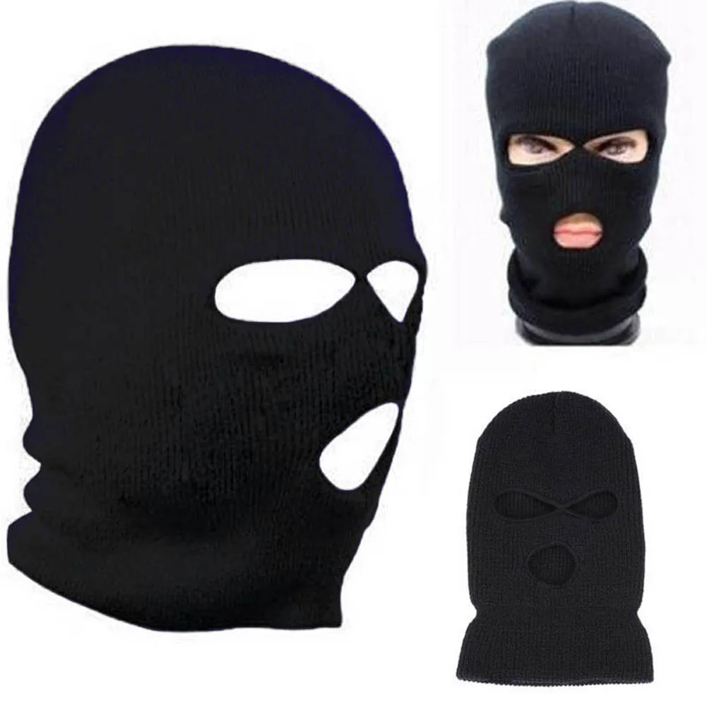 

New Full Face-Cover Ski Mask Hat 3 Holes Balaclava Army Tactical CS Windproof Knit Beanies Bonnet Winter Warm Unisex Cap Cover