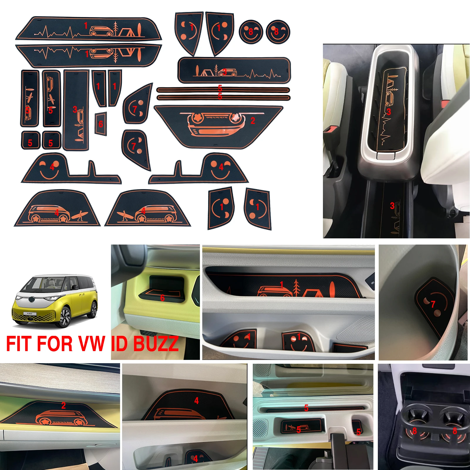 26 Pezzi Antiscivolo Per Sottobicchiere Per Auto Per Volkswagen Vw Id. Buzz Id Buzz Accessori Tappetino Antiscivolo Tappetino Tascabile Portabicchieri