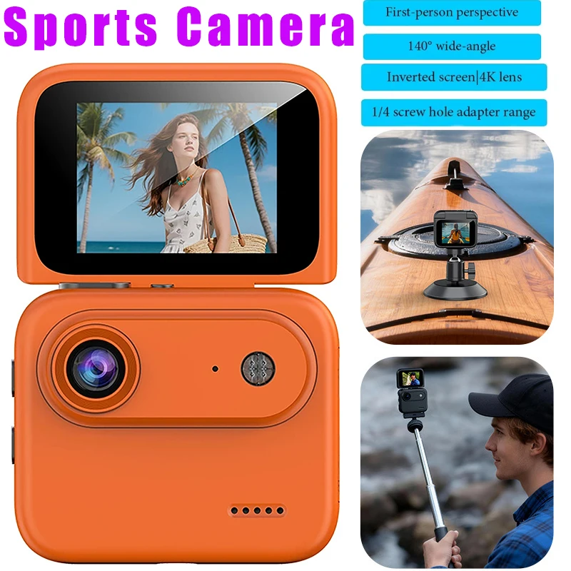 Anti Shake Action Camera with Flip Screen 4K Ultra HD Recording VLOG-Ready Image Stabilization Wide-Angle Lens Cycling Cameras