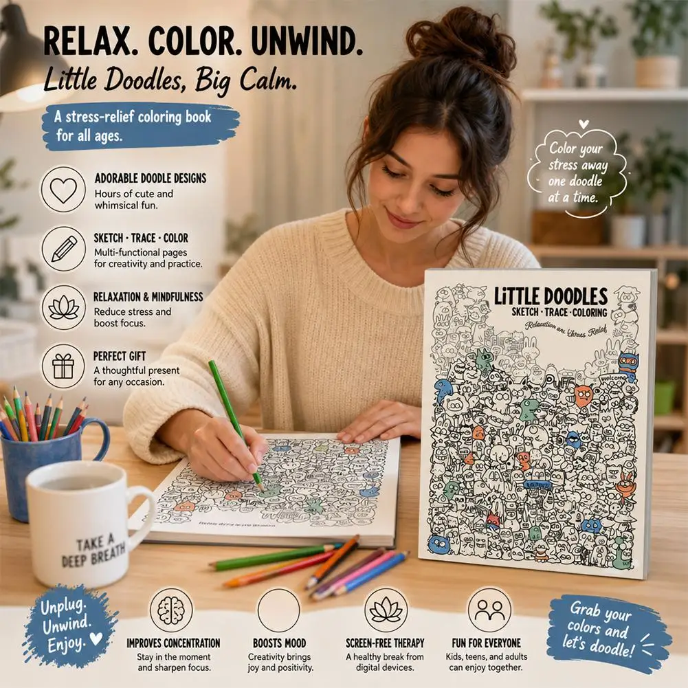 Quaderno per schizzi con disegni a linee, 32 pagine, semplice libro da colorare per disegni a fazzoletto, aiuta i bambini a esercitare il controllo delle linee e le abilità di pittura - immagine 2