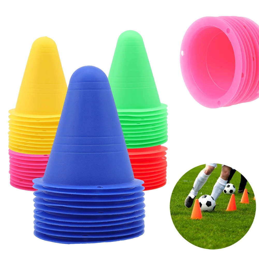 10Pcs Platic Marker Cones Sports Agility Training Marker Cone for Soccer Roller Skating Football Slalom Practice Training Tool