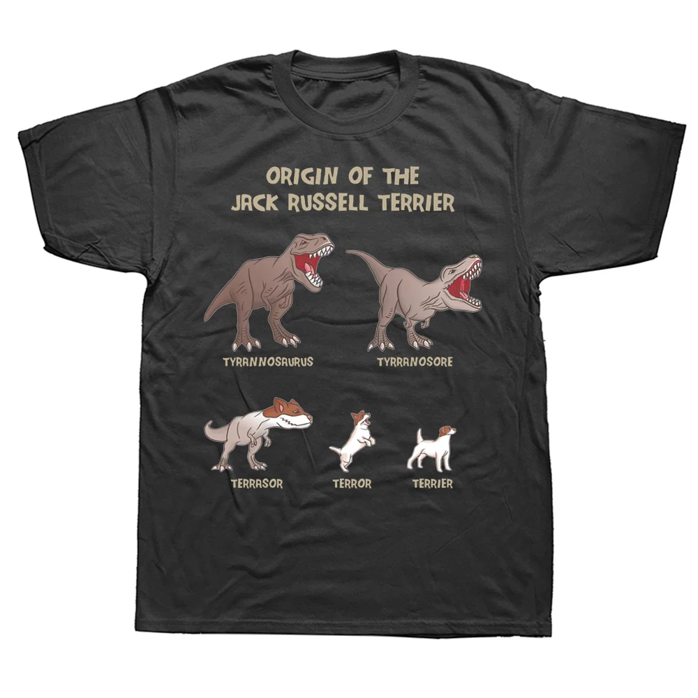 

Funny Origin of The Jack Russell Terrier Dog Evolution T Shirts Graphic Cotton Short Sleeve Birthday Gifts Summer Style T-shirt