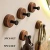 1/5Pcs Simple Solid Wood Hook Walnut Hanging Hanger Bathroom Wall Hook Bedroom Coat Storage Rack Home Towel Key Decoration Hook 1