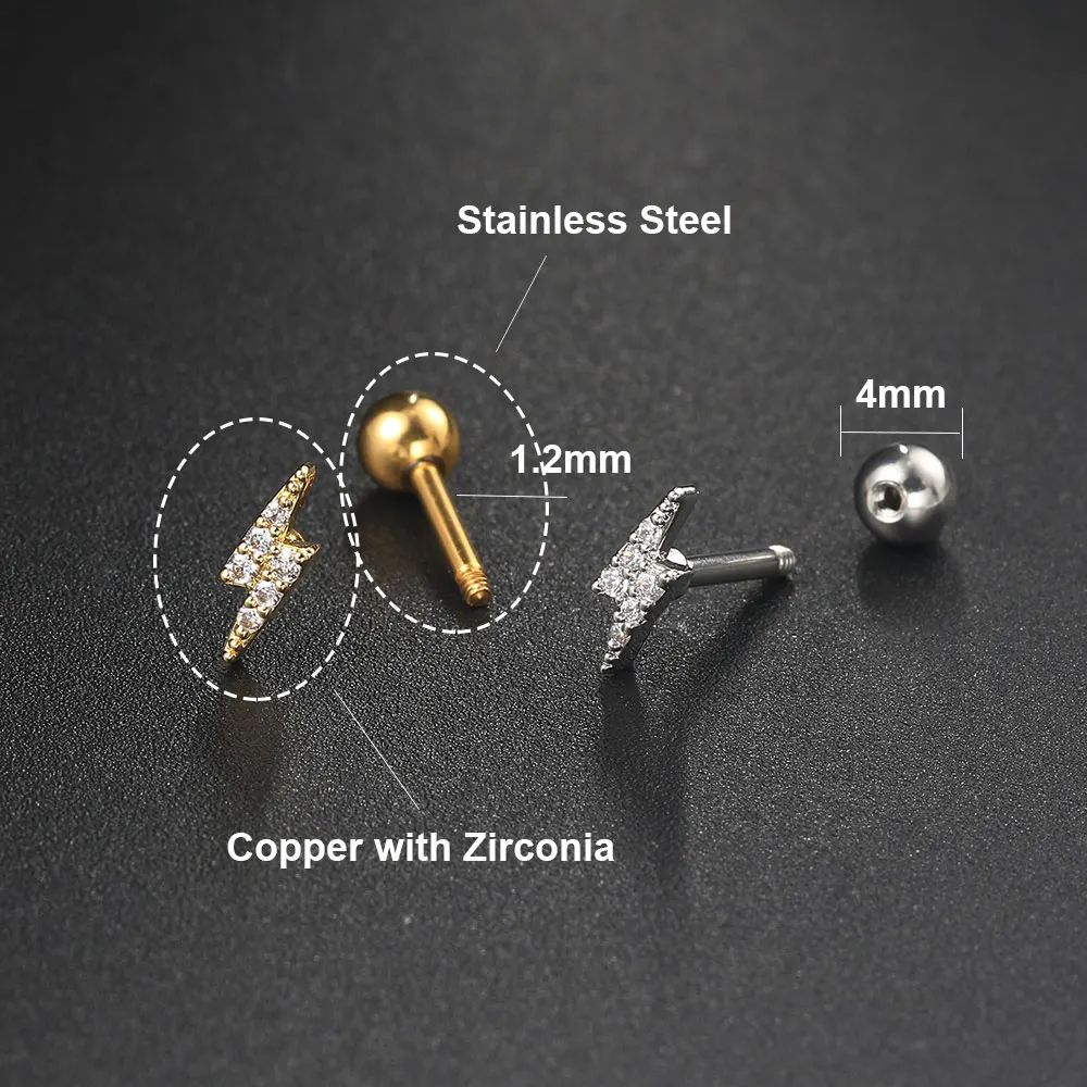 Tragus Helix Rook Piercing Earring Women Zircon Moon Star Cartilage Piercing Hoop Earring Ear Clip Stainless Steel Jewelry 1PC piercing jewelry body piercing earrings ear piercing jewelry metal jewelry hoop earrings body piercing jewelry body jewelry