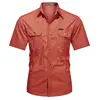 New Mens Military Shirt Men Short Sleeve Cargo Shirts 100% Cotton Casual Solid Shirt Male Pocket Work Shirt Tactical Shirt 6