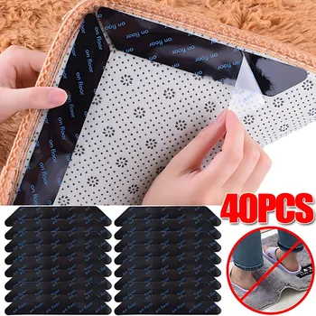 Autocollant antidérapant pour tapis, réutilisable, lavable, Anti-bouclage, autocollants fixes, tapis de sol, bande de poignée, coussin d'angle, 8 à 40 pièces 1