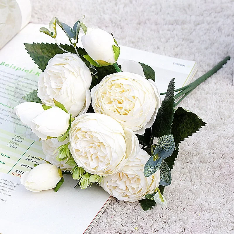 Artificial Plants Artificial Flowers Artificial Flower Bouquet Artificial Flower Beautiful Rose Peony Artificial Silk Flowers Small bouquet Home Party Spring Wedding Decoration