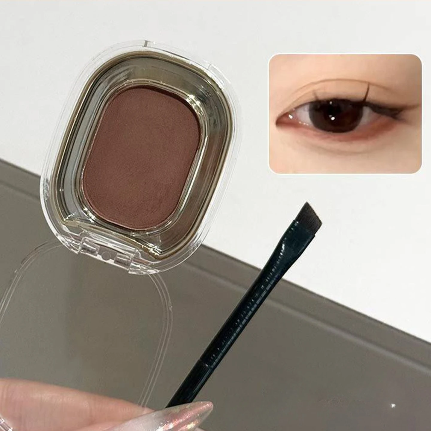 Rotbraune Monochrome Lidschatten-Puder-Palette Seidig Matte Schokoladenrote Lying-Silkworm-Eyeliner Wasserfester Aegyo-sal Augen-Make-up – Detail 8