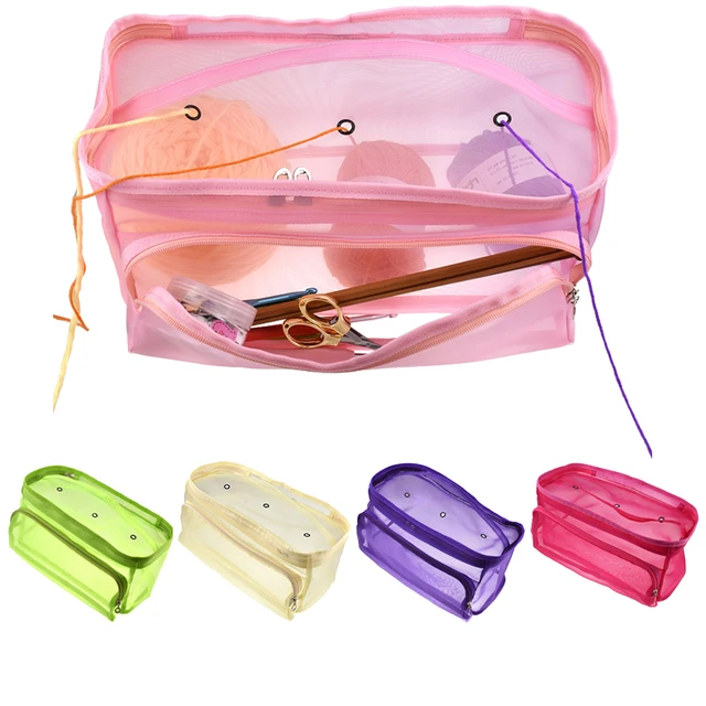 Knitting Bag Organizer Yarn Storage Mesh Bag Tote Storage Case for