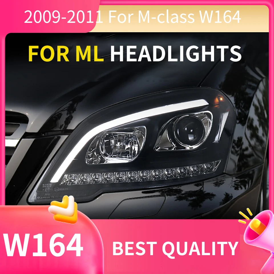 

Автомобильные фары FT для Benz W164 светодиодный, передняя фара 2009-2012 ML350 ML500 DRL, сигнал поворота, объектив проектора Angel Eyes, автомобильные аксессуары
