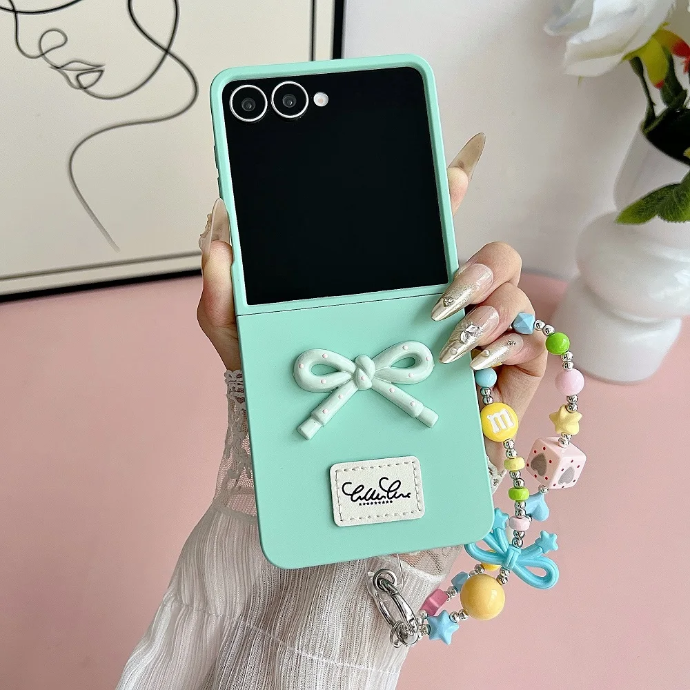 Candy Color Skin Feel Bow Tie Phone Case with Lanyard - Shockproof Protective Back Cover