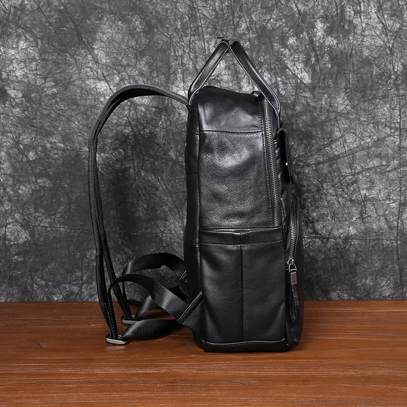 Leather Men's Shoulder Baothead Layer Cowhide Travel Backpack Fashion Trend Schoolbag Niche Personality Business Computer Bag