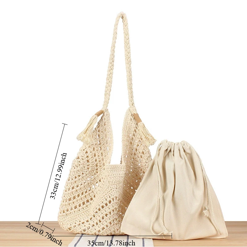 Lässige Stricktasche für Damen, Sommermode, Korbgeflecht, durchbrochenes Design, großes Fassungsvermögen, Umhängetasche für den täglichen Gebrauch_voghion.com