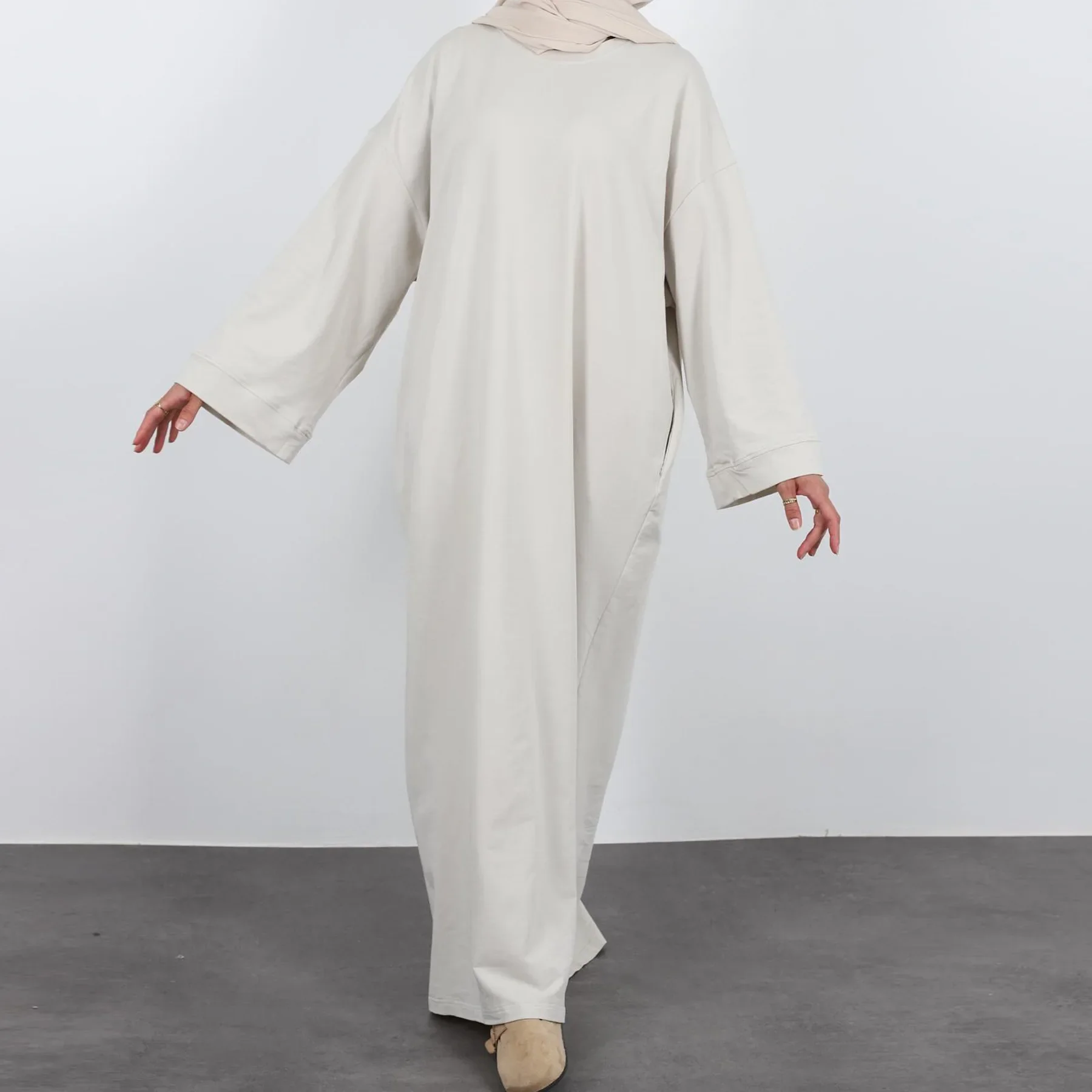Eid Plain Abaya Sweatshirt Muslim Dress Loose Casual Abayas for Women Dubai Sporty Daliy Wear Turkey Islamic Clothes Kaftan Robe