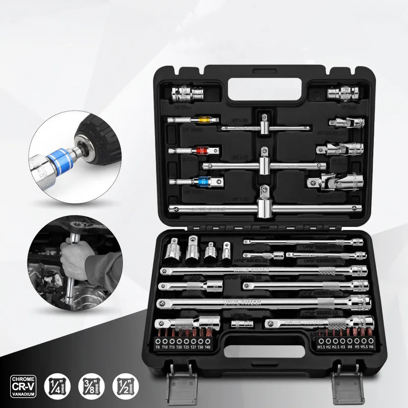 

Комплект удлинителей 1/4 дюйма, 3/8 дюйма, 1/2 дюйма, с универсальными соединениями, адаптерами, удлинители для привода, 41 шт. (Cr-V)