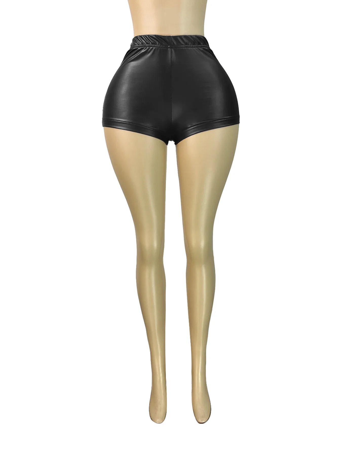 FAGADOER Sexy Leather Patchwork Shorts for Woman Solid Color High Waist Elasticity Shorts Female Streetwear Bottoms 2025 New