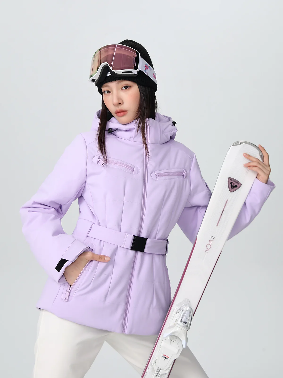 SEAPIPE ski jacket for women thickened padded stretchy slim-fit hoodie outdoor female warm waterproof breathable coats