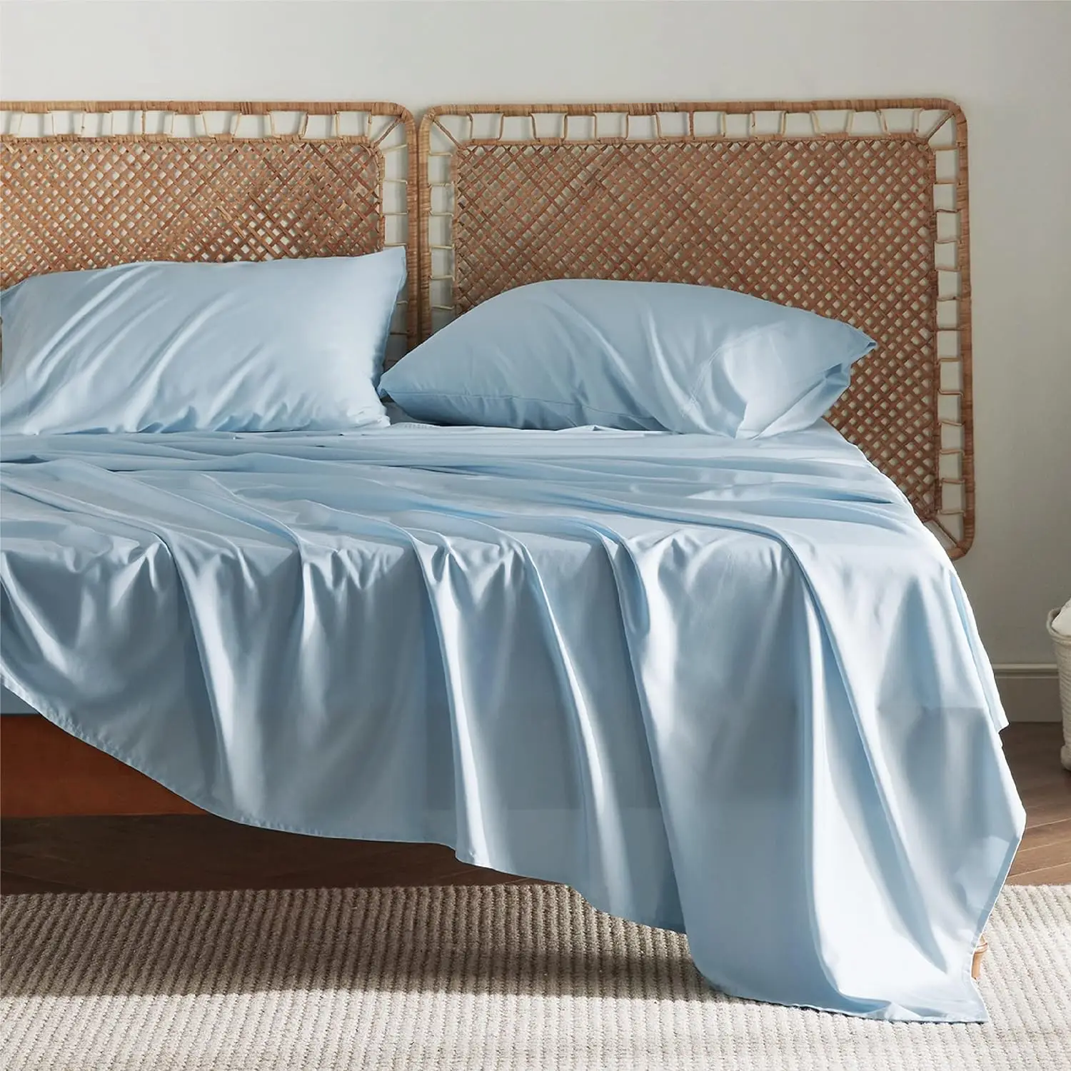 Bedsure cooling sheet set, Rayon Derived from Bamboo, Deep Pocket Up to 16", Breathable & Soft, Hotel Luxury Silky Bedding Sheet - Image 2