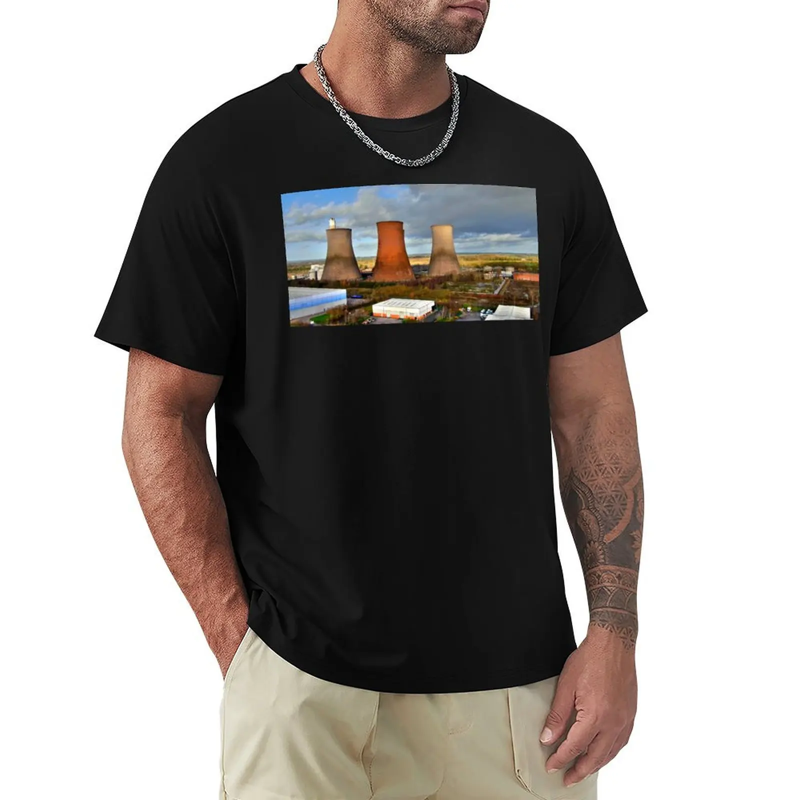 Rugoney Powerstation T-Shirt Manica Corta Tee Customs Progetta La Tua T-Shirt Da Uomo