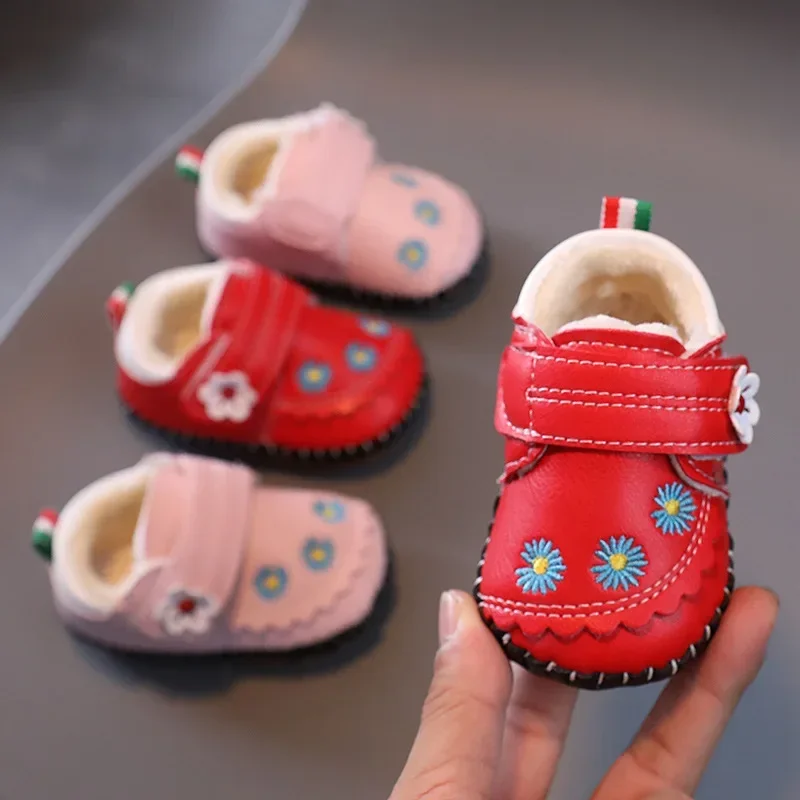 

Baby Toddler Shoes Cotton Shoes Cartoon Soft Soles Velvet Autumn and Winter Warm Children's Shoe 0-1 Years Old Baby Cute