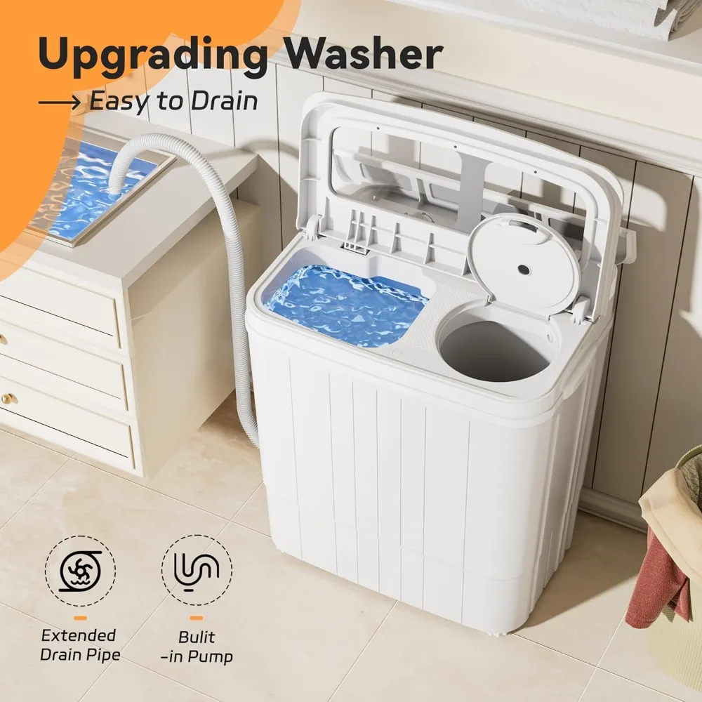 Portable Washing Machine 17.6 Lbs Compact Twin Tub Washer with Spin Cycle Washer and Dryer Combo 3