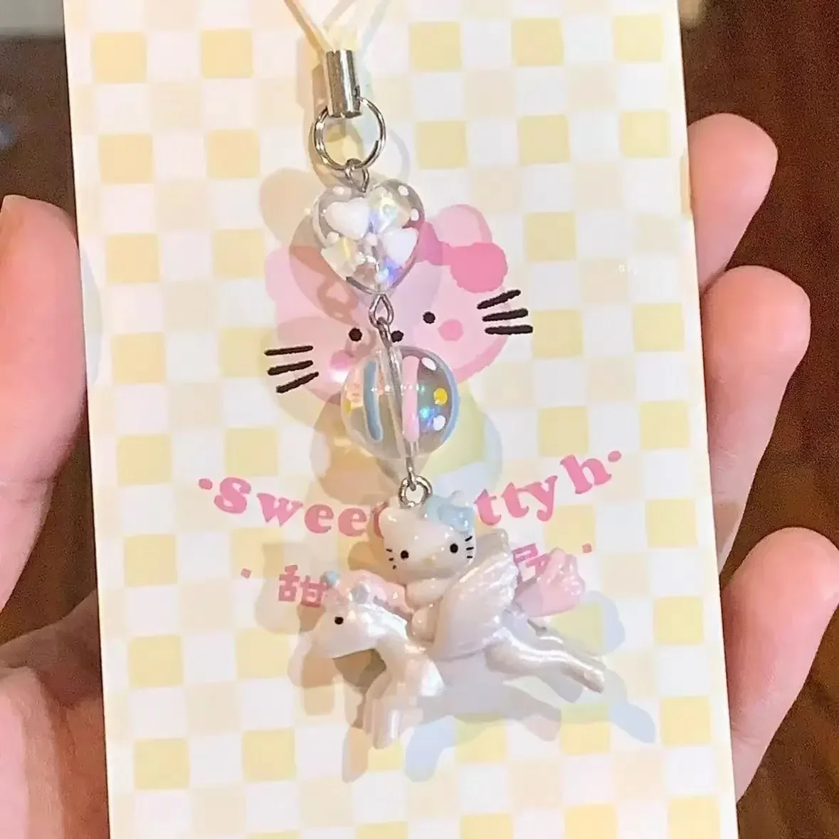 

Sanrio Hello Kitty Phone Chain Creative Angel Carousel Series Anime Cartoon Cute Kitty Backpack Kawaii Accessories Girl Gift