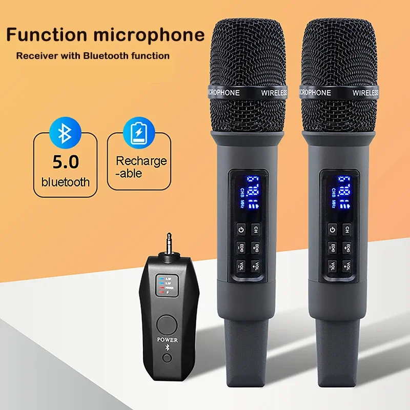 Uhf Wireless Handheld Dynamic Karaoke Microfono Ricevitore Bluetooth Con Riverbero Domestico Professionale Basso E Alto