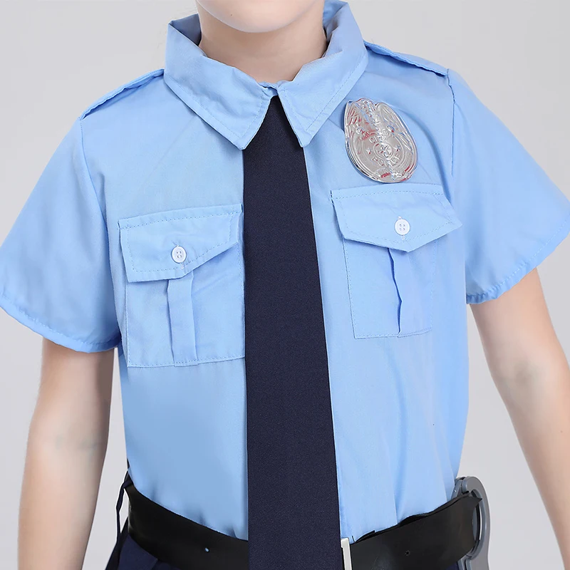 Cosplay Costume Halloween Dress Outfit Girl Police Officer Costume Set Cop Uniform Dress Up Halloween Out fits for Kids
