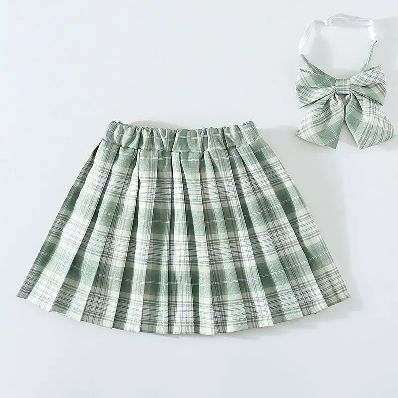 Fashion Girls JK Uniform Skirt Spring And Autumn Plaid Children's Short Skirt Pupils Big Kids Half-length Pleated Clothes
