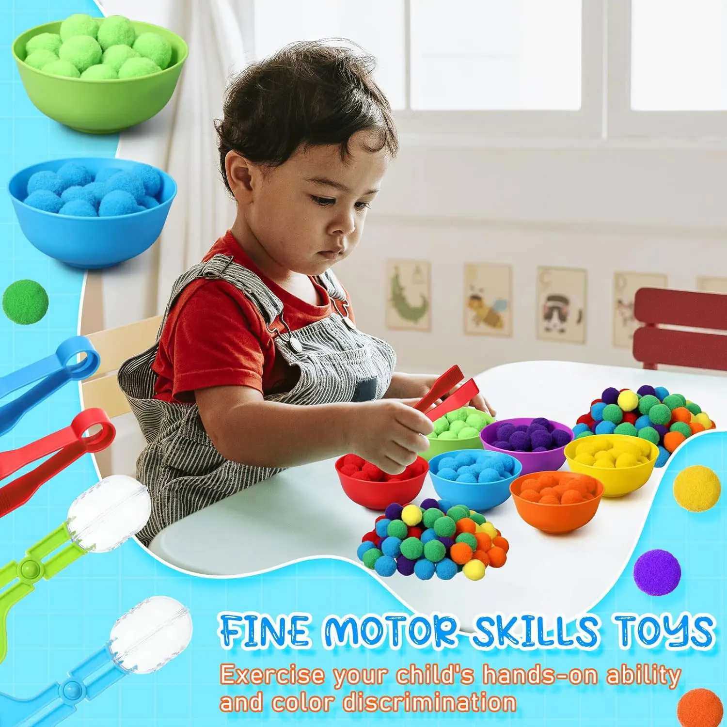 Rainbow Counting Pompoms & Sorting Cups 3