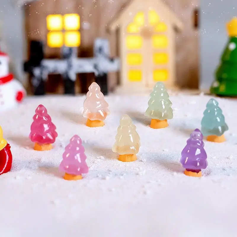 Description Picture 6 of item10Pcs Luminous Tree Christmas Ornament Plants Micro Landscape Figure Glowing Miniature Statue Potted Mini Garden Accessories