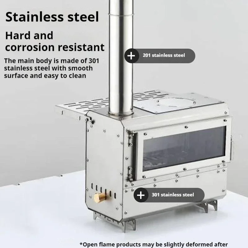 Portable Outdoor Tent Stove with Chimney Pipe Stainless Steel Folding Wood Picnics BBQ Stove Estufas De Cocina/