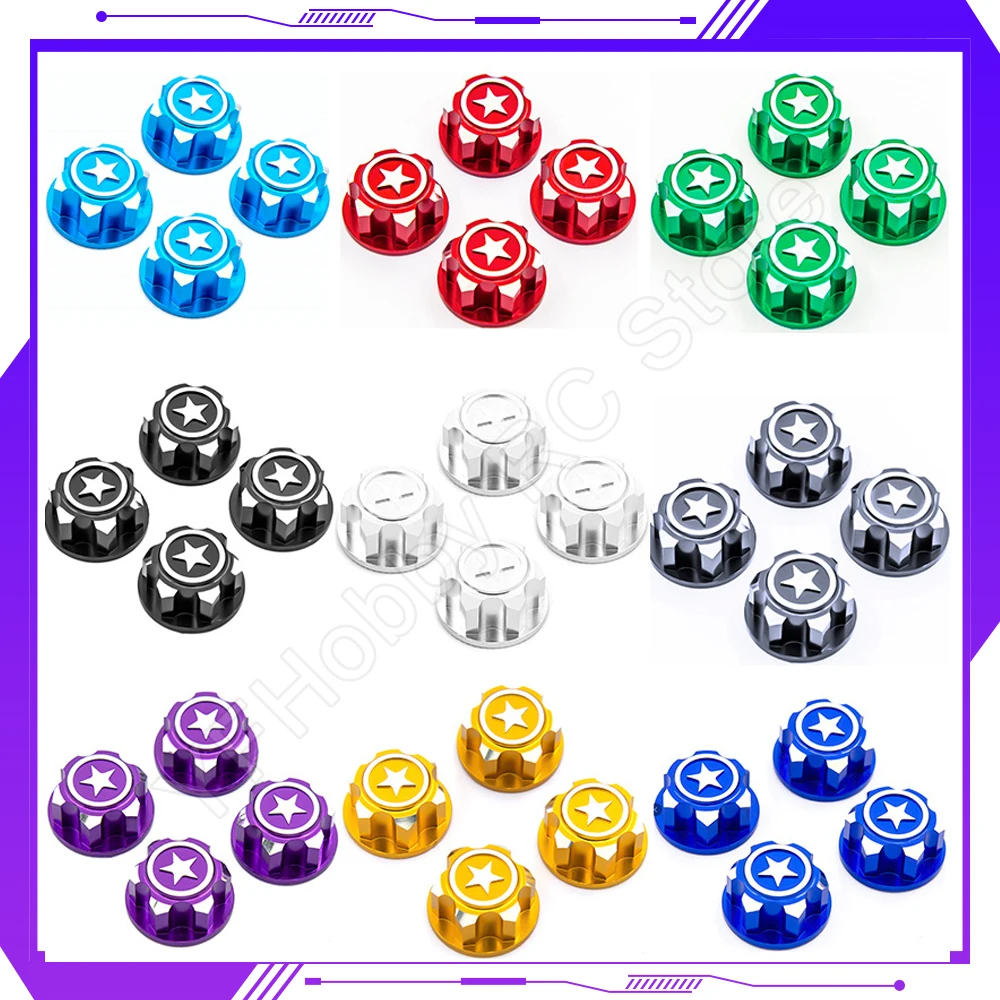 KEEDA Lot De 4 écrous Hexagonaux 17 Mm – Alliage Aluminium Bleu – Pour Voiture RC échelle 1/8 – Filetage 1.0mm