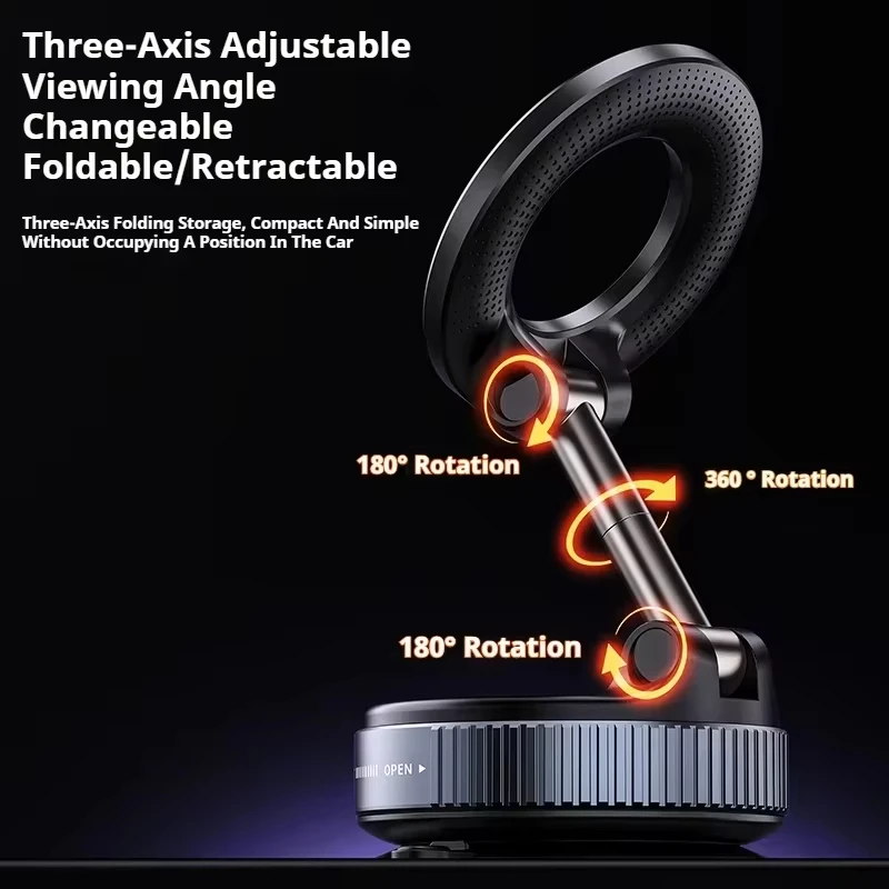 Multi-angles Car Cup Vacuum Magnetic Stand 360° Rotatable And Foldable Suction Phone Holder_voghion.com