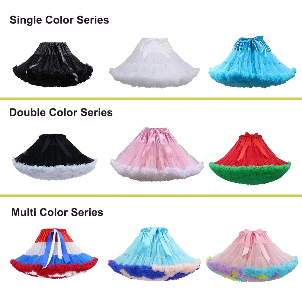 Women's Mini Lenght Petticoat Tulle Puffy Skirt Vintage Underskirt Rockabilly Tutu Elastic Waist Slip for Girls