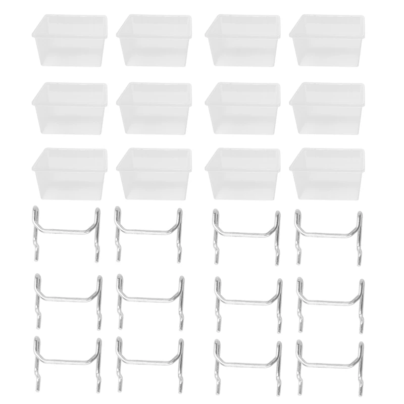 

New 12 Pieces Pegboard Plastic Bins Kit - Pegboard Bins With Hooks - Pegboard Accessories Workbench Bins Fits To Peg Board