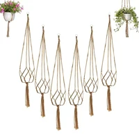 1PC Creative Woven Garden Flowerpot Net Cotton Hemp Rope Hand-Woven Simple Indoor And Outdoor Hanging Wall