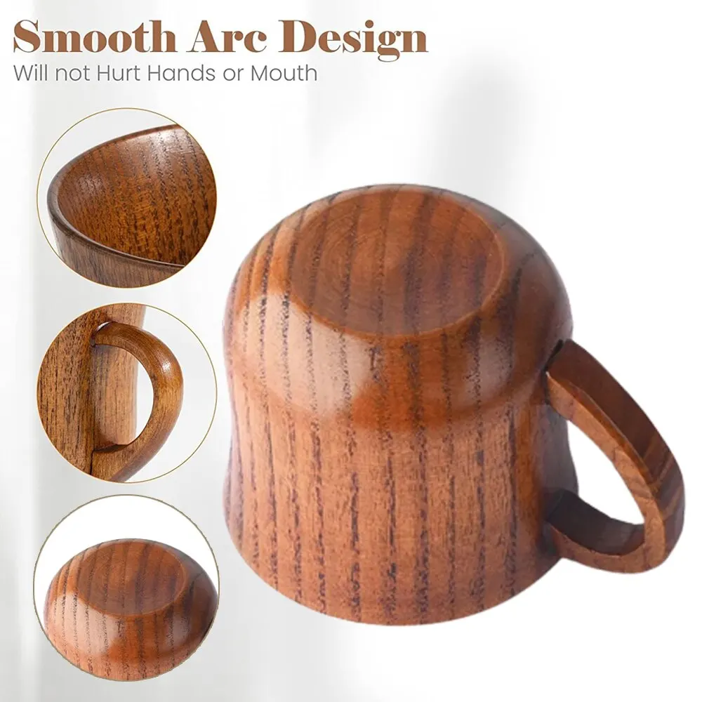 Wooden Insulated Tea Cup With Handle, Solid Wood Coffee Cup, Tea Cup,  Jujube Wood Flat Bottom Coffee Cup - Temu