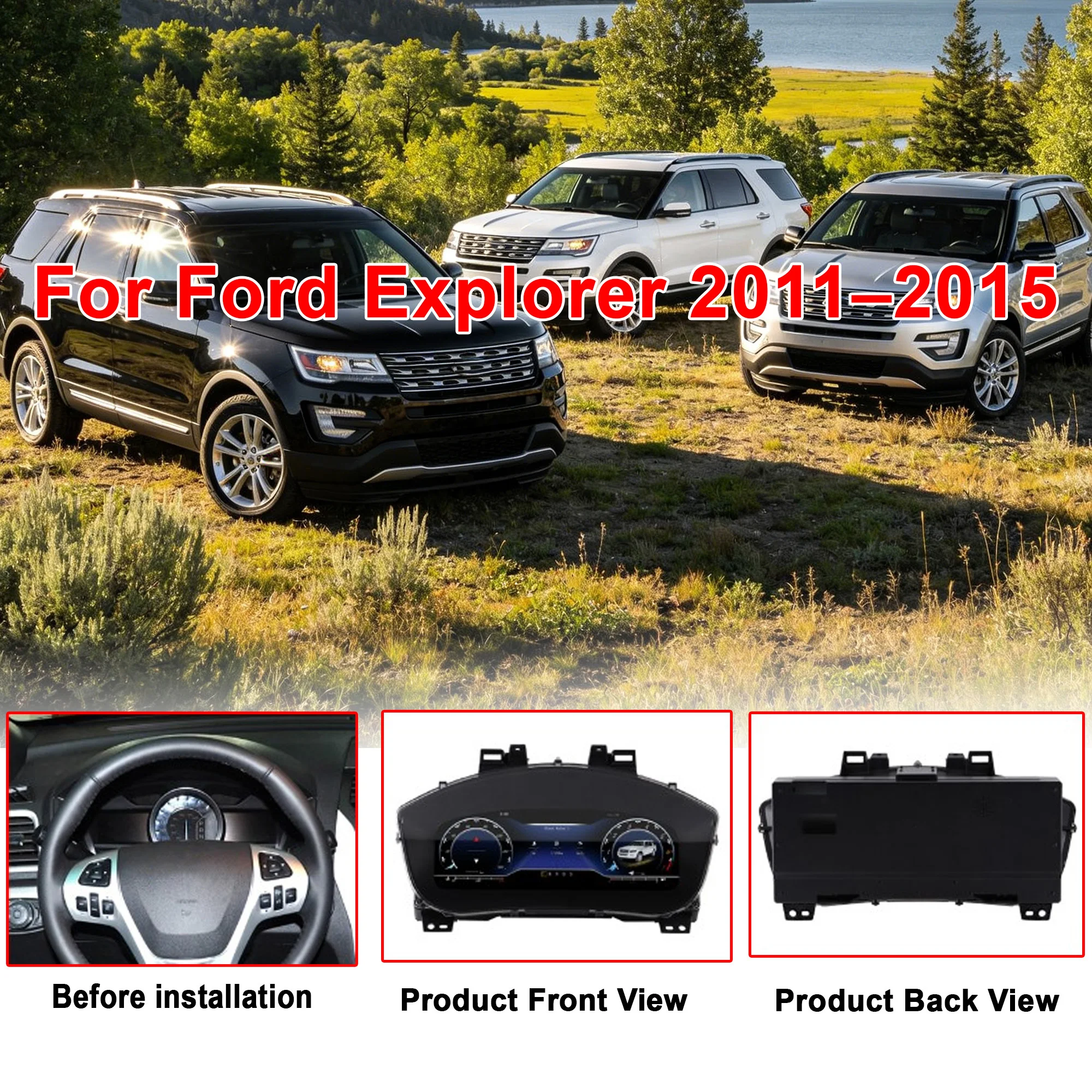 Para Ford Explorer 2011-2016, Panel de Instrumentos Digital, Odómetro, Tacómetro, CarPlay, Cabina Virtual 3