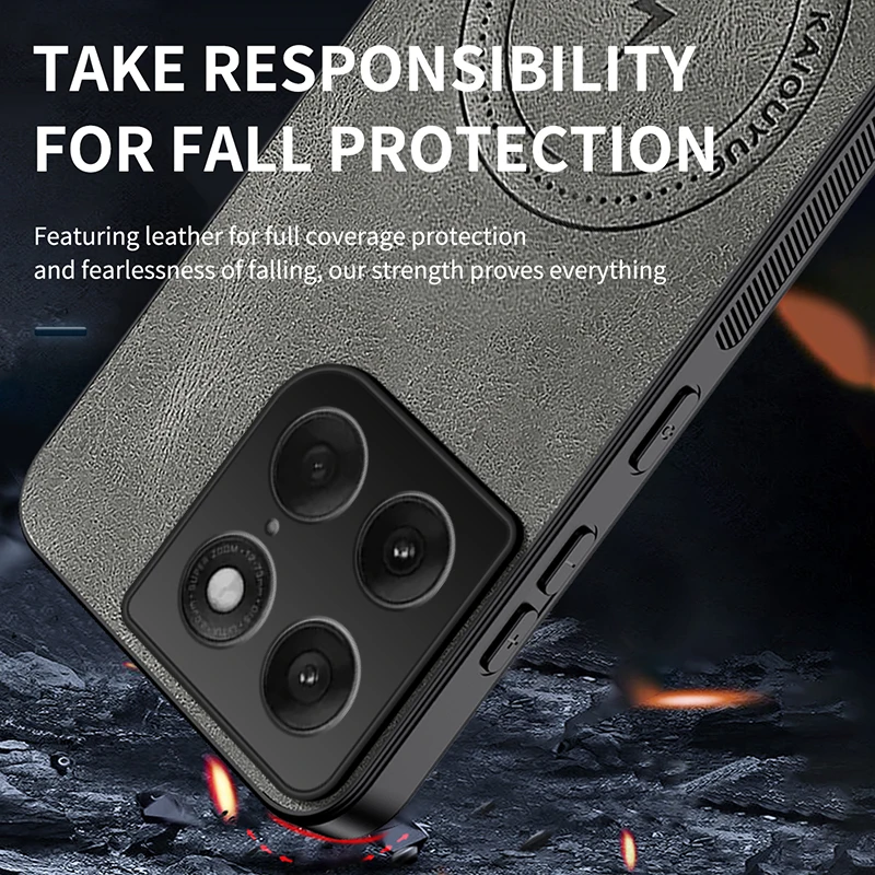 MagSafe Magnetic Napa-Textured Silicone Leather Phone Case