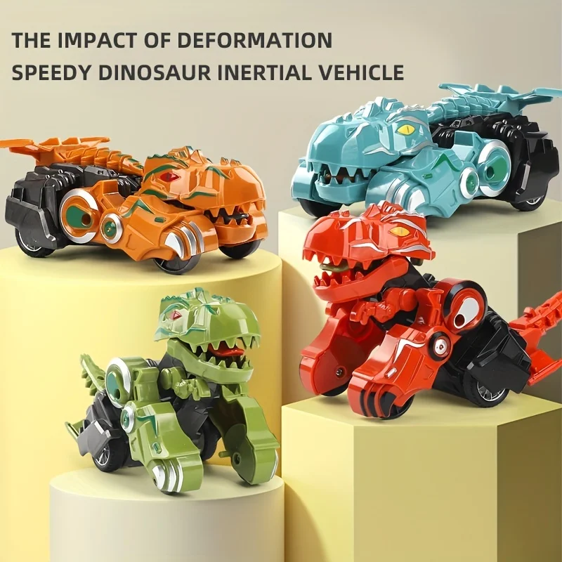 Friction-Powered Transforming Dinosaur Car Toy for Kids