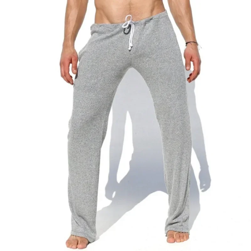 Spring and Autumn Leisure Pure Gray Mopping Men's Pants Men's Thin Casual Sexy Pants Sports Yoga Cotton Elastic Waist