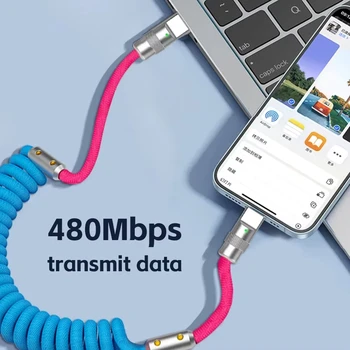 1.8M PD 60W Fast Charging Spring USB C to Type C Cable For 15 Pro Max Samsung Xiaomi Huawei Phone Charger Type-C Cables 5