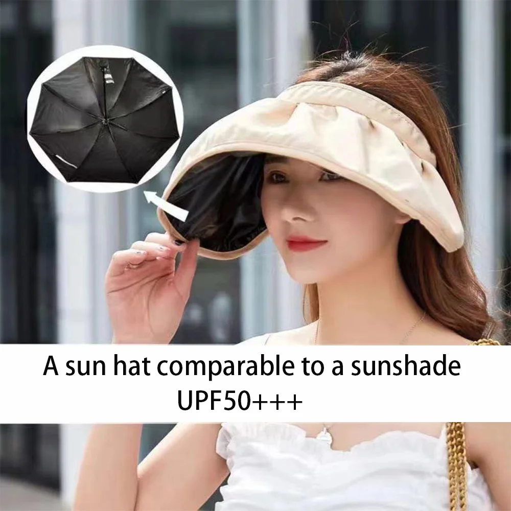 WomenUVproofSunshadeHatsBlackRubberSunproofShellHatOutdoor