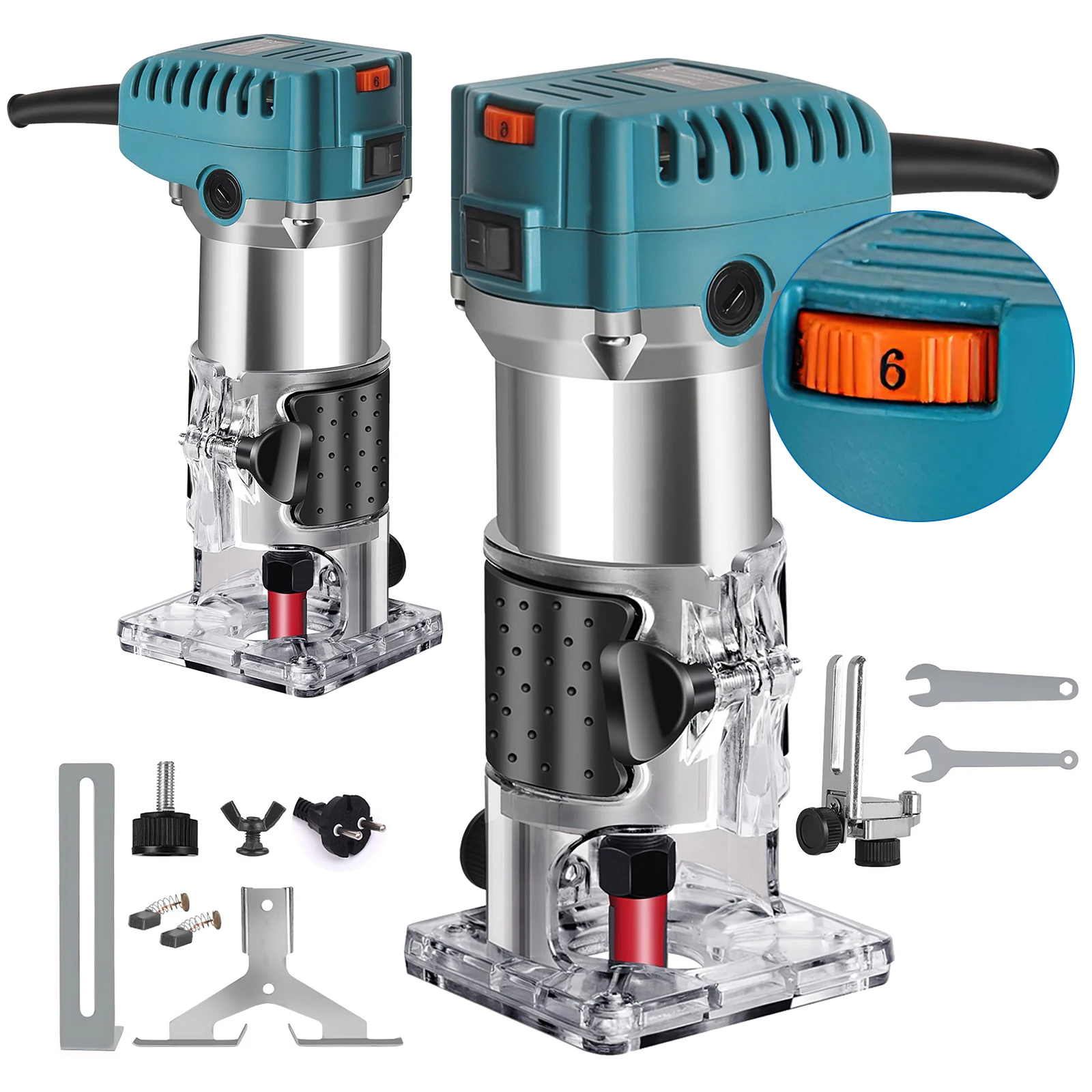2000W 30000RPM Wood Router Machine Woodworking 6 Speed Electric Trimmer ...