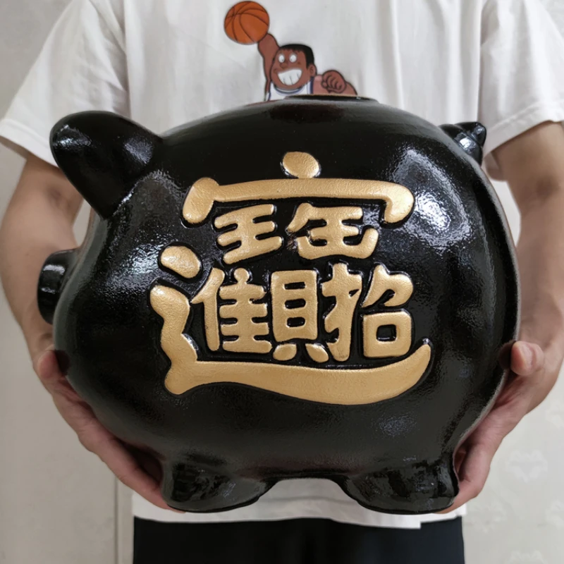 

Black Pig Piggy Bank Saving Hidden Safe Secret Creative Ornament Large Coin Money Box Papper Money Counter Tirelire Home Decor